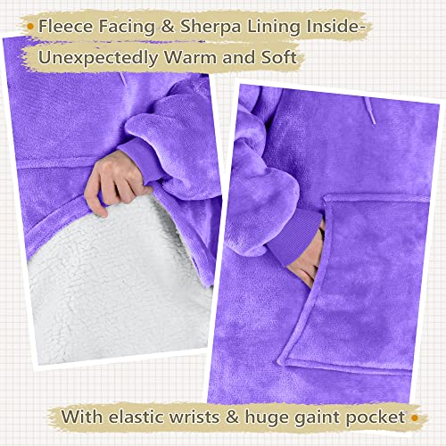 Tirrinia Hoodie Blanket, Wearable Sherpa Blankets, Sweatshirt Dress Cozy Soft Warm Plush Hooded Blanket Gift for Adults Junior Women and Men