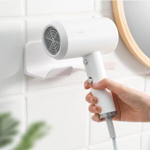 JCYUANI Hair Dryer Holder Wall Mounted Hair Dryer Rack Adhesive Blow Dryer Holder Bathroom Organizer Rack Holder Fit for Most Hair Dryers White