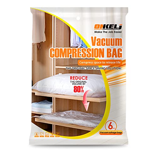 NOSENT Premium Vacuum Storage Bags 6 Pack,Space Saver Compression Bags with Travel Hand Pump,Vacuum Sealer Bags for Clothes, Comforters, Blankets, Bedding (Small 6 Pack)