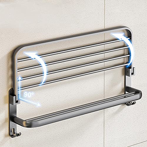 Bathroom Towel Rack Towel Shelf Bathrobe with Hooks Storage Towel Holder Hanger for Kitchen, Lavatory, Laundry Room, Hotel, 15.75x8.27x7.36inch