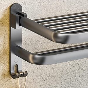 Bathroom Towel Rack Towel Shelf Bathrobe with Hooks Storage Towel Holder Hanger for Kitchen, Lavatory, Laundry Room, Hotel, 15.75x8.27x7.36inch