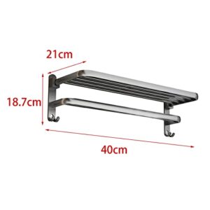 Bathroom Towel Rack Towel Shelf Bathrobe with Hooks Storage Towel Holder Hanger for Kitchen, Lavatory, Laundry Room, Hotel, 15.75x8.27x7.36inch