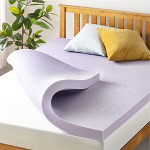 mellow 3 inch ventilated memory foam mattress topper, soothing lavender infusion, queen