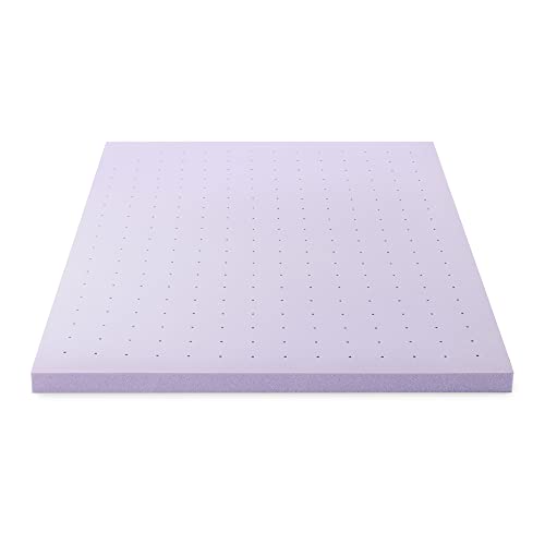 Mellow 3 Inch Ventilated Memory Foam Mattress Topper, Soothing Lavender Infusion, Queen