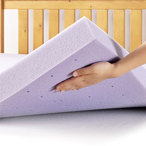 Mellow 3 Inch Ventilated Memory Foam Mattress Topper, Soothing Lavender Infusion, Queen