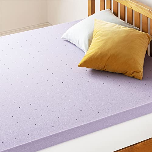 Mellow 3 Inch Ventilated Memory Foam Mattress Topper, Soothing Lavender Infusion, Queen