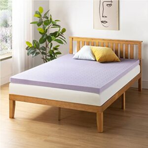 Mellow 3 Inch Ventilated Memory Foam Mattress Topper, Soothing Lavender Infusion, Queen