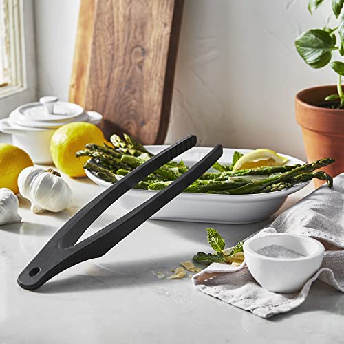 STAUB Tongs, 12.25-inch, Great for Flipping or Turning Foods, Durable BPA-Free Matte Black Silicone, Safe for Nonstick Cooking Surfaces