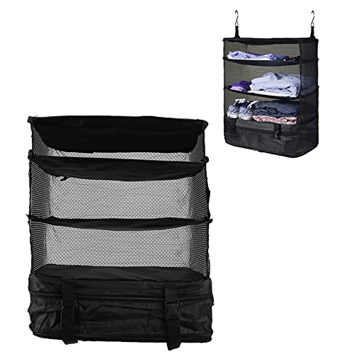 Travel Shelves Bag, Save Space Durable Hanging Storage Bag Foldable with Hook Design for Travel for Family for Camping