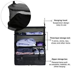 Travel Shelves Bag, Save Space Durable Hanging Storage Bag Foldable with Hook Design for Travel for Family for Camping