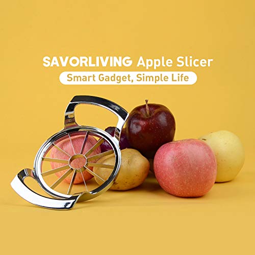 SAVORLIVING Apple Slicer, Upgraded Version 12 Slices Extra Large Apple Cutter, Stainless Steel Ultra-Sharp Apple Slicer and Corer, Pitter, Apple Divider Up to 4 Inches Fruit (Upgraded)