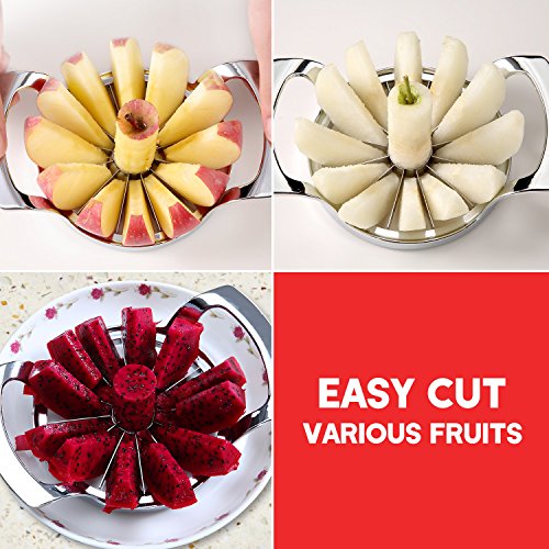 SAVORLIVING Apple Slicer, Upgraded Version 12 Slices Extra Large Apple Cutter, Stainless Steel Ultra-Sharp Apple Slicer and Corer, Pitter, Apple Divider Up to 4 Inches Fruit (Upgraded)