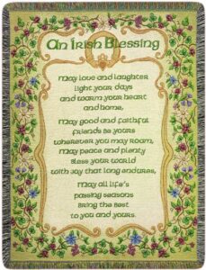 manual irish collection 51 x 68-inch tapestry throw, peace and plenty irish blessing