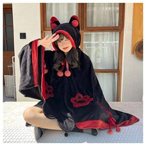 nenagge wearable blanket hoodie for adults cute halloween devil bat hooded blanket oversized soft sherpa hoodie women throw cloak wrap with demon wings for women men child student, free size,c