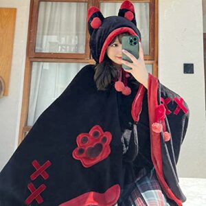 NENAGGE Wearable Blanket Hoodie for Adults Cute Halloween Devil Bat Hooded Blanket Oversized Soft Sherpa Hoodie Women Throw Cloak Wrap with Demon Wings for Women Men Child Student, Free Size,C