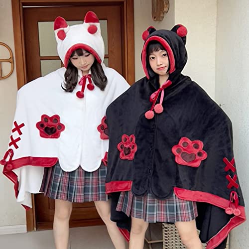 NENAGGE Wearable Blanket Hoodie for Adults Cute Halloween Devil Bat Hooded Blanket Oversized Soft Sherpa Hoodie Women Throw Cloak Wrap with Demon Wings for Women Men Child Student, Free Size,C