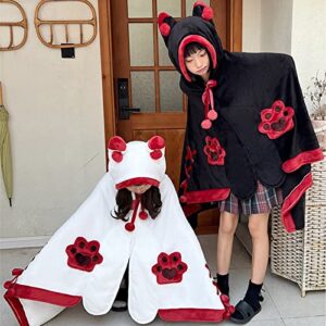 NENAGGE Wearable Blanket Hoodie for Adults Cute Halloween Devil Bat Hooded Blanket Oversized Soft Sherpa Hoodie Women Throw Cloak Wrap with Demon Wings for Women Men Child Student, Free Size,C