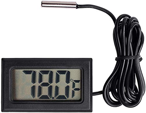 Organizer 3pcs Black Digital LCD Thermometer Temperature Monitor with External Probe for Fridge Freezer Refrigerator Aquarium (Fahrenheit) (Fahrenheit)