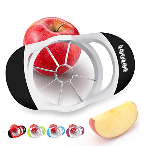 SCHVUBENR 3.5 Inch Apple Slicer - Professional Apple Cutter - Stainless Steel Apple Corer - Super Sharp Apple Slicer and Corer - Apple Corer Tool with 8 Sharp Blades(Black)