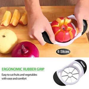 SCHVUBENR 3.5 Inch Apple Slicer - Professional Apple Cutter - Stainless Steel Apple Corer - Super Sharp Apple Slicer and Corer - Apple Corer Tool with 8 Sharp Blades(Black)