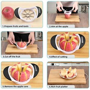 SCHVUBENR 3.5 Inch Apple Slicer - Professional Apple Cutter - Stainless Steel Apple Corer - Super Sharp Apple Slicer and Corer - Apple Corer Tool with 8 Sharp Blades(Black)