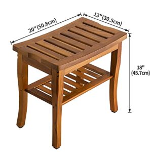 VaeFae Bamboo Shower Stool and Teak Shower Bench for Inside Shower