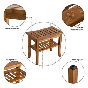 VaeFae Bamboo Shower Stool and Teak Shower Bench for Inside Shower