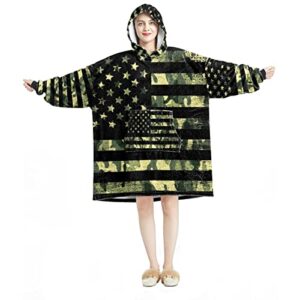 american flag camouflage wearable blanket hoodie,oversized hooded blanket sweatshirt