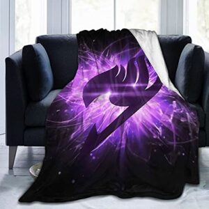 fairy tail guild symbol illustratio flannel throw blanket fringe lightweight cozy ultra soft couch bed sofa chair for kids boys girls adults 50"x40"