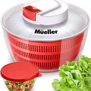 Mueller Salad Spinner with QuickChop Pull Chopper, Vegetable Washer with Bowl, Anti-Wobble Tech, Lockable Colander Basket and Lid with Pull Cord - Lettuce Washer and Dryer