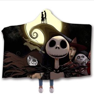 hooded blanket by cnmart, 3d nightmare before christmas hooded blanket halloween blanket warm wearable blankets kids and adults blankets super soft blankets (c, 79x59 inches)