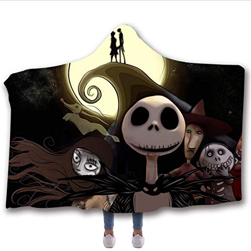 Hooded Blanket by CNMART, 3D Nightmare Before Christmas Hooded Blanket Halloween Blanket Warm Wearable Blankets Kids and Adults Blankets Super Soft Blankets (C, 79x59 inches)