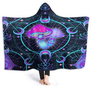cuddlepro trippy psychedelic mushroom wearable hooded blanket cape for adult christmas birthday snuggies gifts for women men hippie purple weed poncho hoodie 50"x60" for teens girl boy