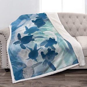 jekeno sea turtle sherpa blanket comfort super soft print throw blanket for adults kids gift office 50"x60"