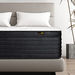 aicehome full mattress, hybrid mattress high density foam individually wrapped pocket coils mattresses,motion isolation medium firm full size bed mattress