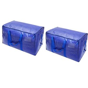 2-pack extra large moving bags heavy duty reusable moving storage bag boxes totes bags containers for space saving storage, carrying, travelling, college dorm packing, blue