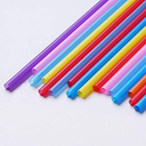 200 Pcs Colorful Plastic Long Disposable Drinking Straws. (0.23''diameter and 10.2"long)