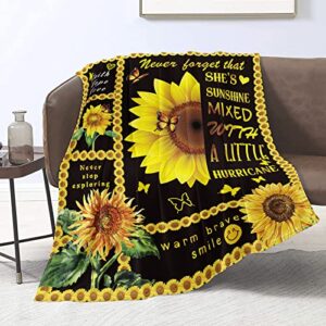 sunflower butterfly blanket for women sunshine positive healing throw blankets gifts for girls soft flannel fleece blanket for bed couch sofa birthday christmas, 60''x80''