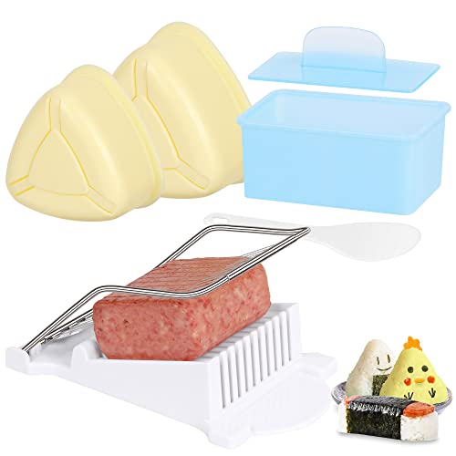 Ajerg 5 Pcs Rice Sushi Ball Maker Mold Press (non Stick) with Luncheon Meat Slicer Kit, for Kitchen Mold Sushi Maker and Butter Cheese Slicer Wire