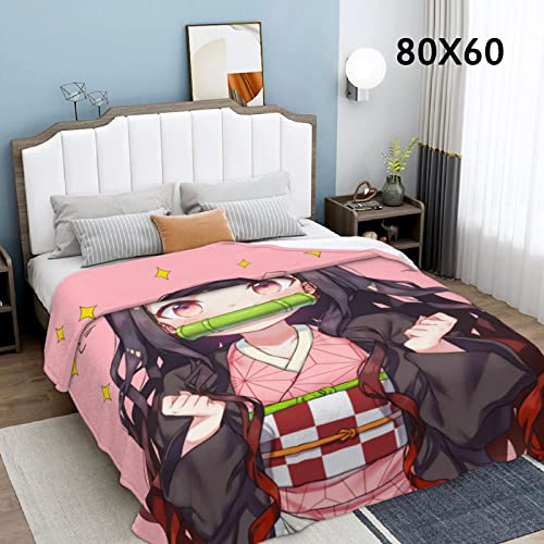 Anime Nezuko Blanket Ultra Soft Flannel Throw Blanket Cozy Warm Blanket Gifts for Kids Adults 50"x40"