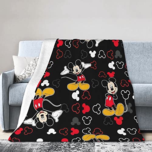 Cartoon Mouse Blanket Ultra Soft Cozy Warm Throw Blanket Lightweight Microfiber Sherpa Plush Throws for Sofa Couch Bed Living Room All Season,Black