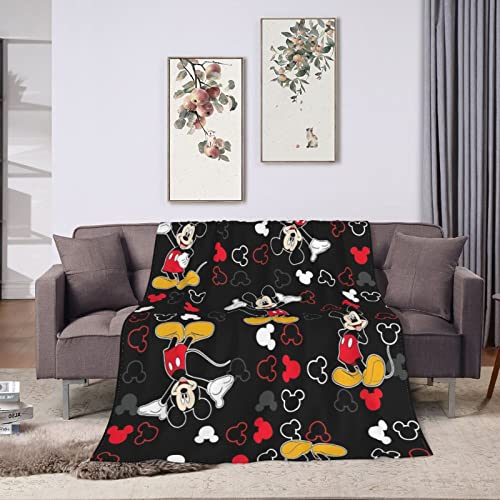 Cartoon Mouse Blanket Ultra Soft Cozy Warm Throw Blanket Lightweight Microfiber Sherpa Plush Throws for Sofa Couch Bed Living Room All Season,Black