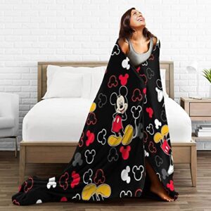 Cartoon Mouse Blanket Ultra Soft Cozy Warm Throw Blanket Lightweight Microfiber Sherpa Plush Throws for Sofa Couch Bed Living Room All Season,Black