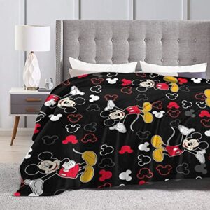 Cartoon Mouse Blanket Ultra Soft Cozy Warm Throw Blanket Lightweight Microfiber Sherpa Plush Throws for Sofa Couch Bed Living Room All Season,Black