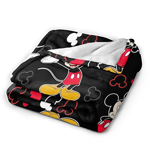 Cartoon Mouse Blanket Ultra Soft Cozy Warm Throw Blanket Lightweight Microfiber Sherpa Plush Throws for Sofa Couch Bed Living Room All Season,Black