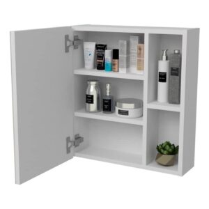 tuhome white modern engineered wood labelle 19" mirror medicine cabinet