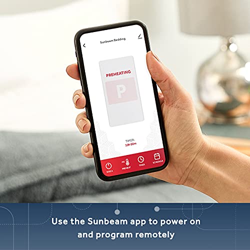 Sunbeam LoftTec Wi-Fi Connected Heated Blanket, Electric Blanket, 10 Heat Settings, Queen Size