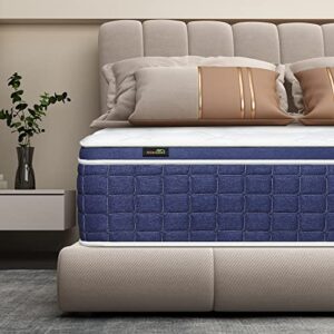 aicehome queen mattress,10 inch medium firm feel hybrid mattress in a box, gel memory foam multilayer design mattress,individually wrapped spring for motion isolation & support (queen)