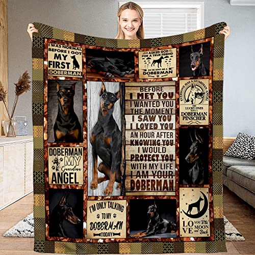 Doberman Blanket Ultra Soft Blankets Fall Throw Blanket Tapestry Throw for Mom Dad Daughter Dog Print Fleece Blanket - Blanket Small Dogs for Lover, Doberman Dog Blanket Gift (Large (80x60 inches))