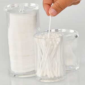 Home-X Bathroom Organizer Jars, 3 in 1 Acrylic Storage Containers with Lids, Vanity Decor, Cotton Rounds and Swabs Organizer, 5 ½” H x 2 ¾” D, 3" H x 3" D, 3 ¾” H x 2 ¼” D